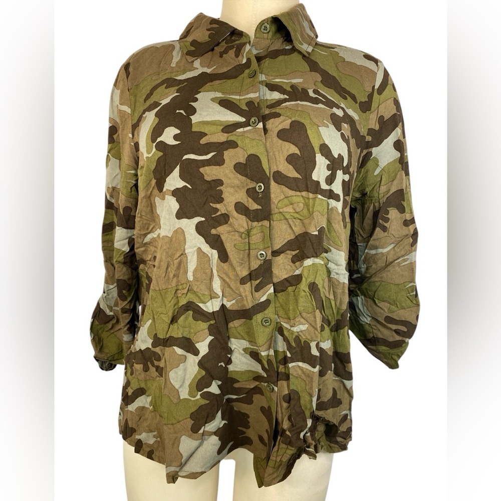 Bad Little Country Girl Camo BU Shirt with Embroidered Patch Women’s Medium